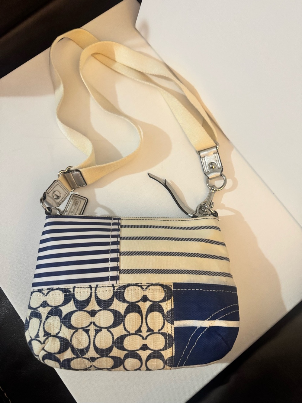 Coach Vintage Nautical Blue Patchwork Crossbody Shoulder Bag Y2K Signature 41462 - Picture 12 of 14